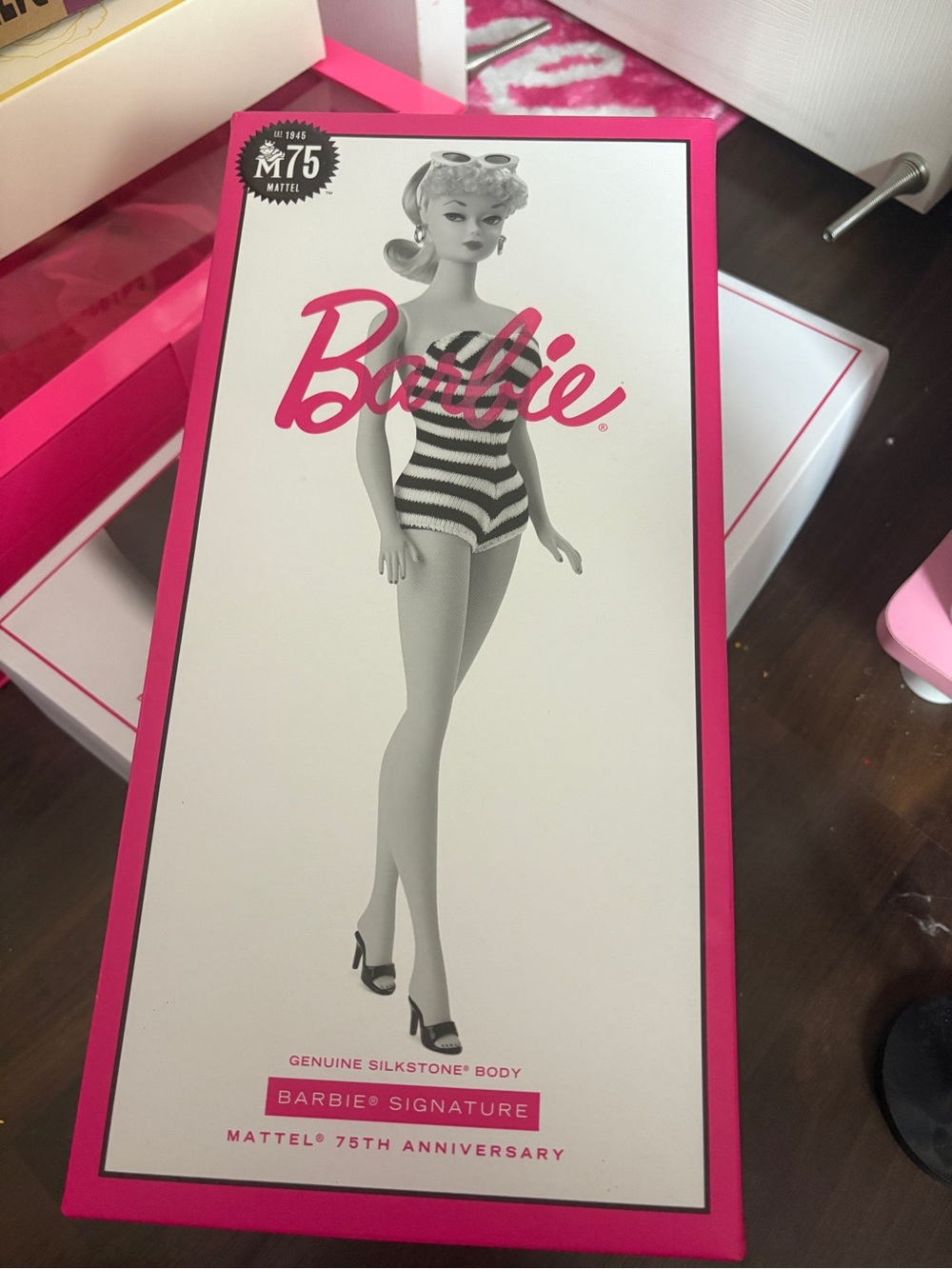75th Anniversary Silkstone Barbie in Striped Swimsuit - Picture 3 of 3